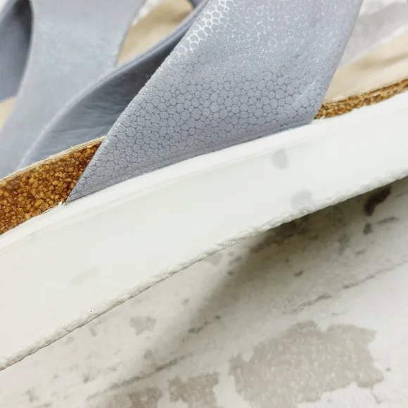 New ECCO Womens Corksphere Leather Grey Tong Sandals D241 - Picture 11 of 13